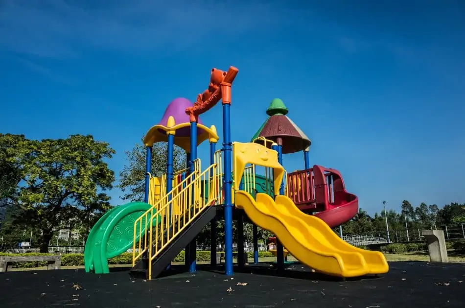 A colorful outdoor playground. 