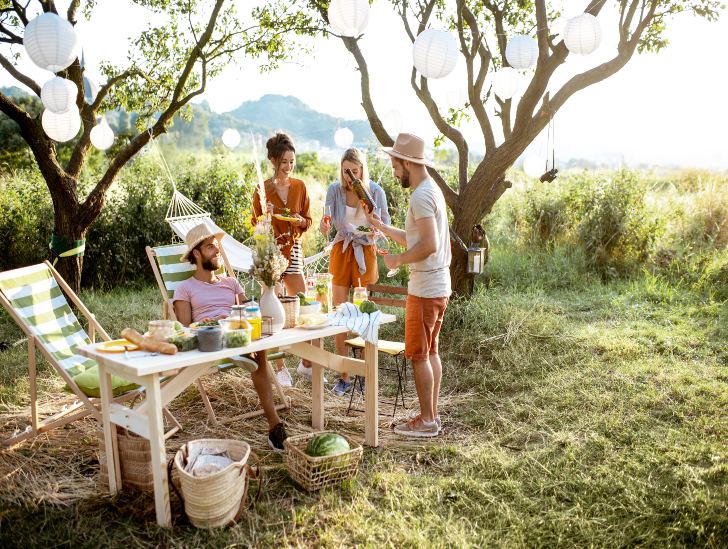 Friends having fun outside.
